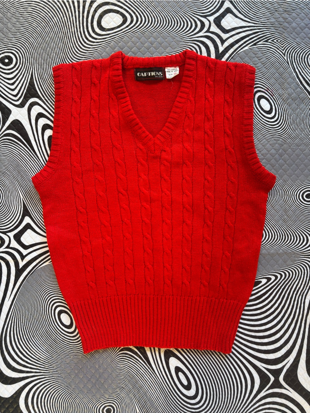 Fisherman Vintage Cable Knit Red Sweater Vest